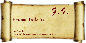 Frumm Iván névjegykártya